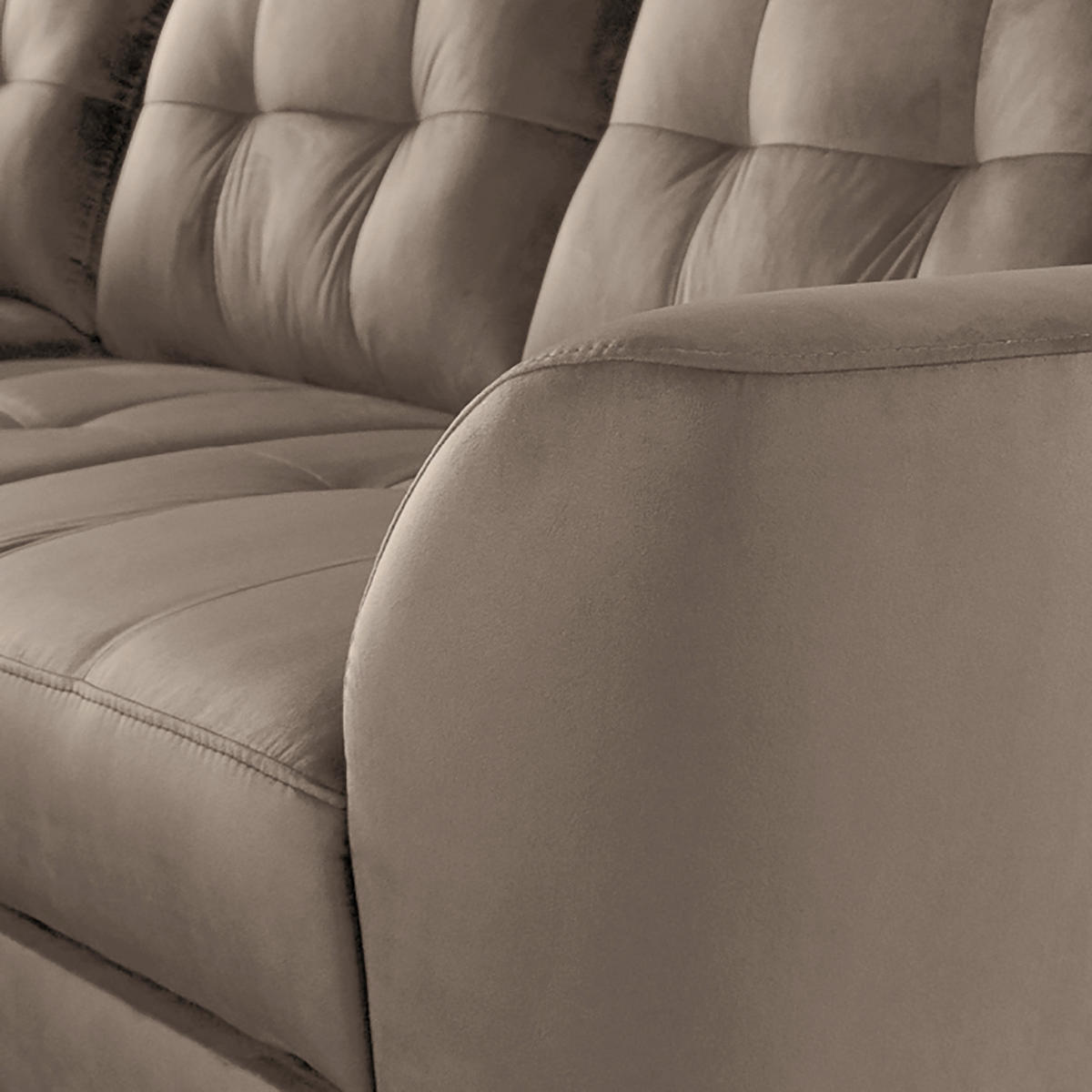 ECKSOFA Beige Samt  - Beige/Buchefarben, Design, Holz/Textil (190/236cm) - Livetastic