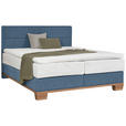 BOXSPRINGBETT 180/200 cm  in Eichefarben, Blau  - Blau/Eichefarben, Natur, Holz/Textil (180/200cm) - Valnatura