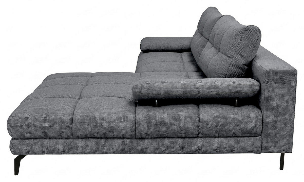 ECKSOFA Blau Struktur Rückenkissen, Bettkasten, Schlaffunktion, Rücken echt, Armteilverstellung, Liegefläche im Originalstoff  - Blau/Beige, MODERN, Textil/Metall (263/181cm) - Carryhome