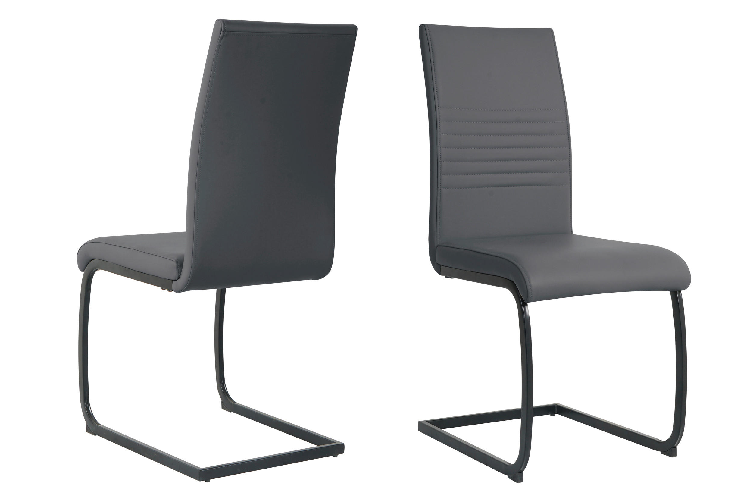 STUHL-SET 2 Stück  in Lederlook  - Schwarz/Grau, Design, Kunststoff/Textil (42/97/59cm) - Livetastic