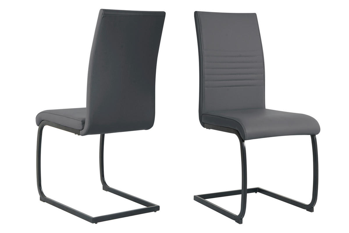 STUHL-SET 2 Stück  in Lederlook  - Schwarz/Grau, Design, Kunststoff/Textil (42/97/59cm) - Livetastic