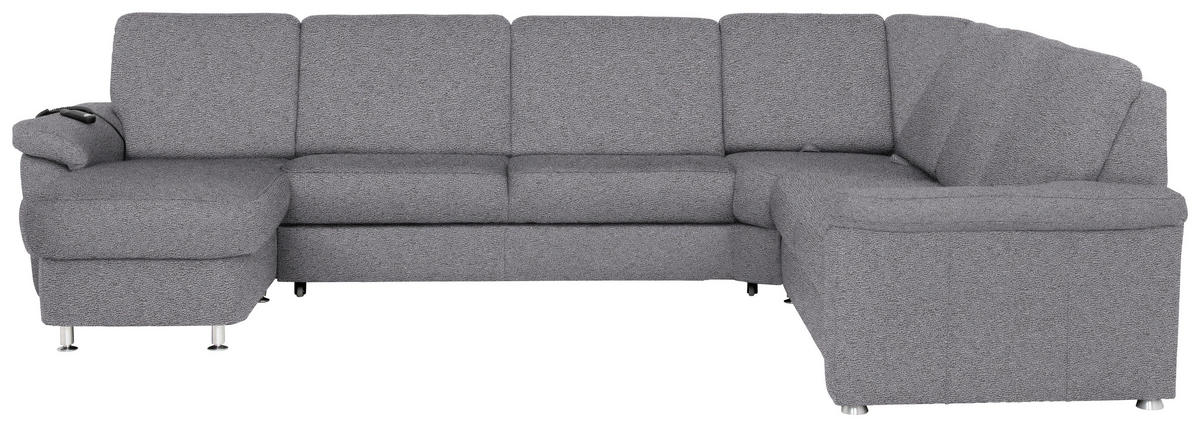 WOHNLANDSCHAFT in Flachgewebe Grau  - Chromfarben/Grau, Konventionell, Textil/Metall (163/336/240cm) - Beldomo System