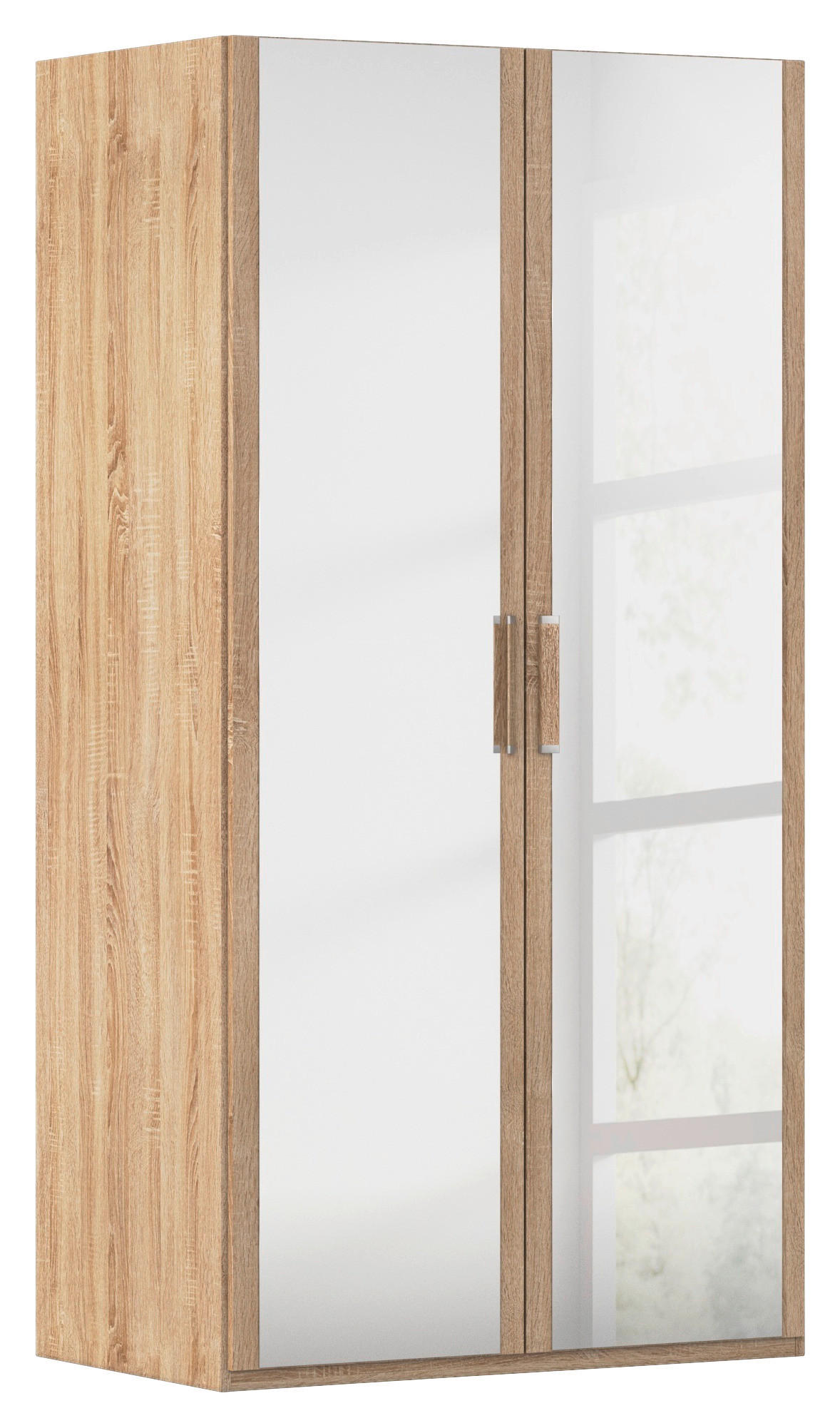 DREHTÜRENSCHRANK 101/197/60 cm 2-türig Sonoma Eiche  - Silberfarben/Sonoma Eiche, Design, Glas/Holzwerkstoff (101/197/60cm) - Novel