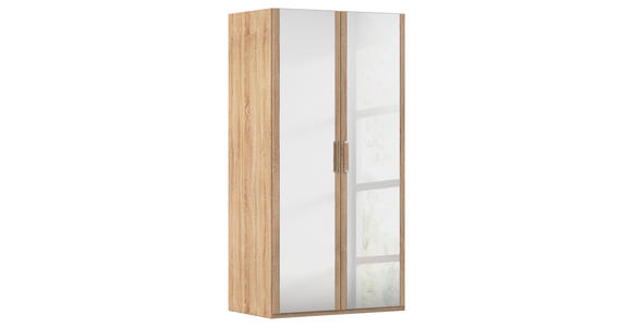 DREHTÜRENSCHRANK 101/197/60 cm 2-türig Sonoma Eiche - Silberfarben/Sonoma Eiche, Design, Glas/Holzwerkstoff (101/197/60cm) - Novel