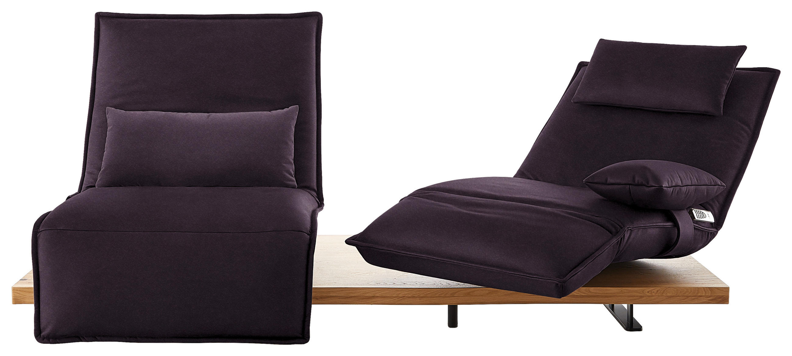2-SITZER-SOFA in Leder Violett  - Eichefarben/Violett, Natur, Leder/Holz (240/63/115cm) - Koinor