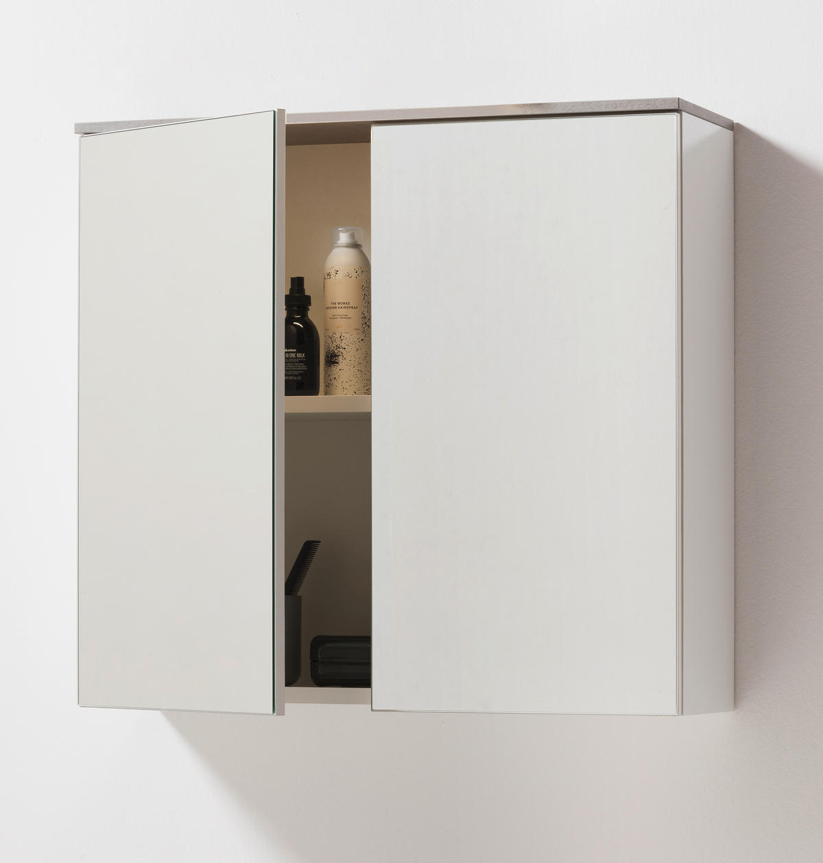 OMARA Z OGLEDALOM 70/65/22 cm  - bela, Moderno, leseni material (70/65/22cm) - Xora