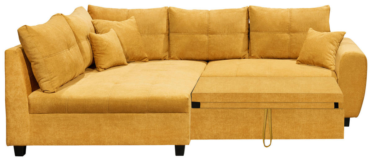 ROHOVÁ SEDACIA SÚPRAVA, textil, kompozitné drevo, žltá - čierna/žltá, Basics, kompozitné drevo/textil (176/248cm) - MID.YOU