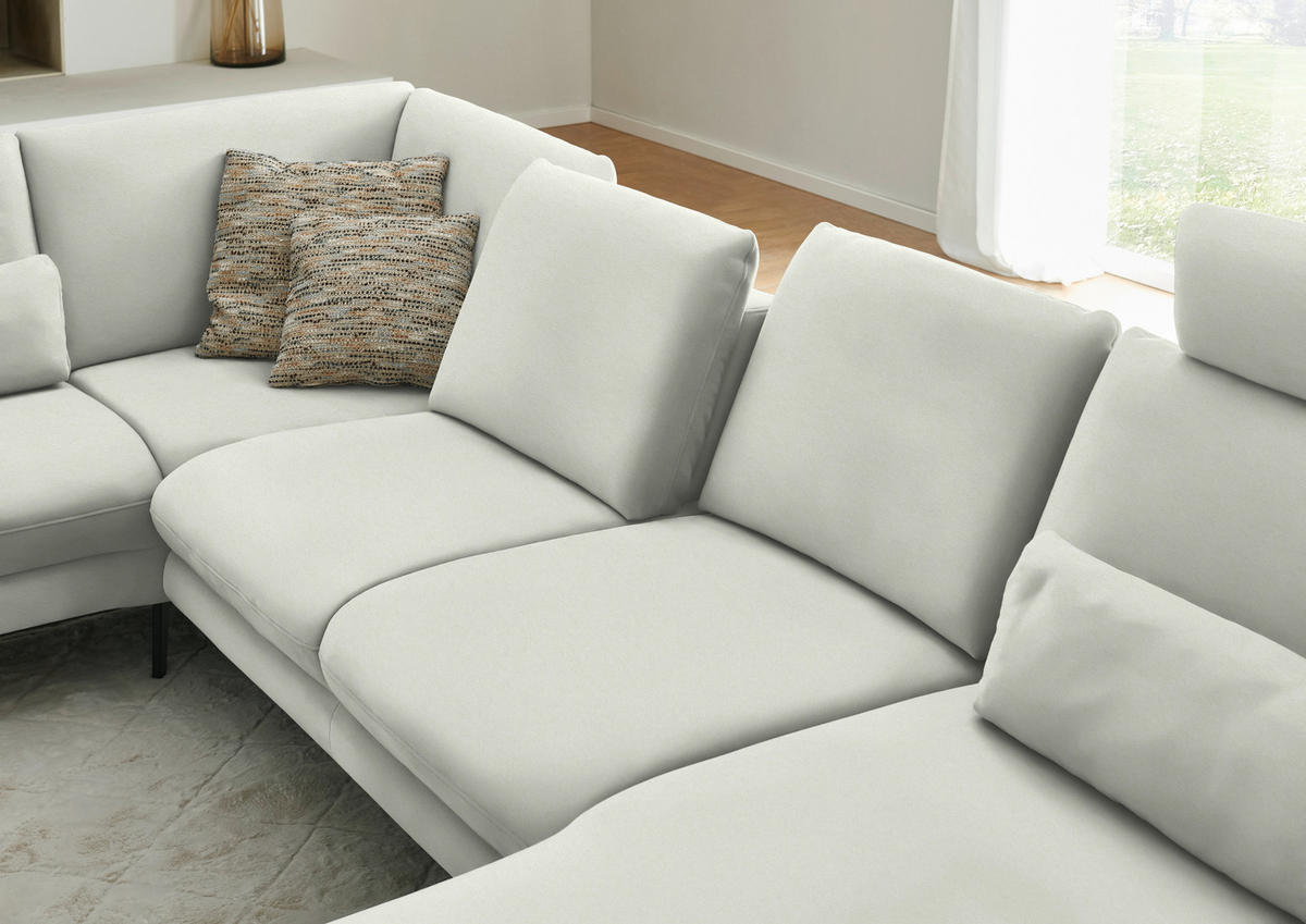 WOHNLANDSCHAFT Chenille, Flachgewebe Weiss  - Weiss/Schwarz, Design, Textil/Metall (208/344/180cm) - Dieter Knoll