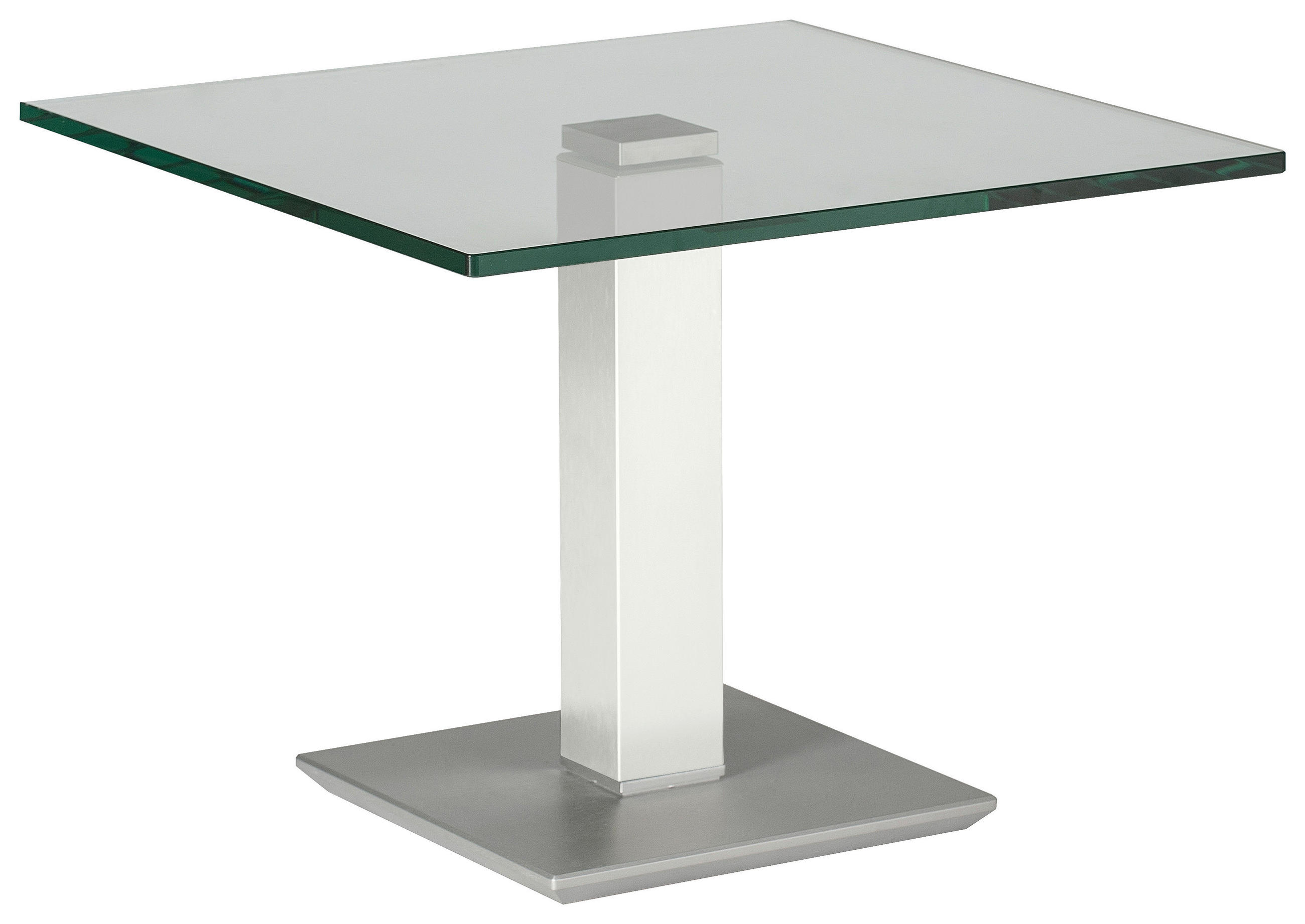 BEISTELLTISCH 60/60/46-65 cm Weiß, Edelstahlfarben quadratisch  - Edelstahlfarben/Weiß, Design, Glas/Kunststoff (60/60/46-65cm)