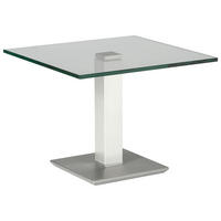 BEISTELLTISCH 60/60/46-65 cm Weiß, Edelstahlfarben quadratisch  - Edelstahlfarben/Weiß, Design, Glas/Kunststoff (60/60/46-65cm)