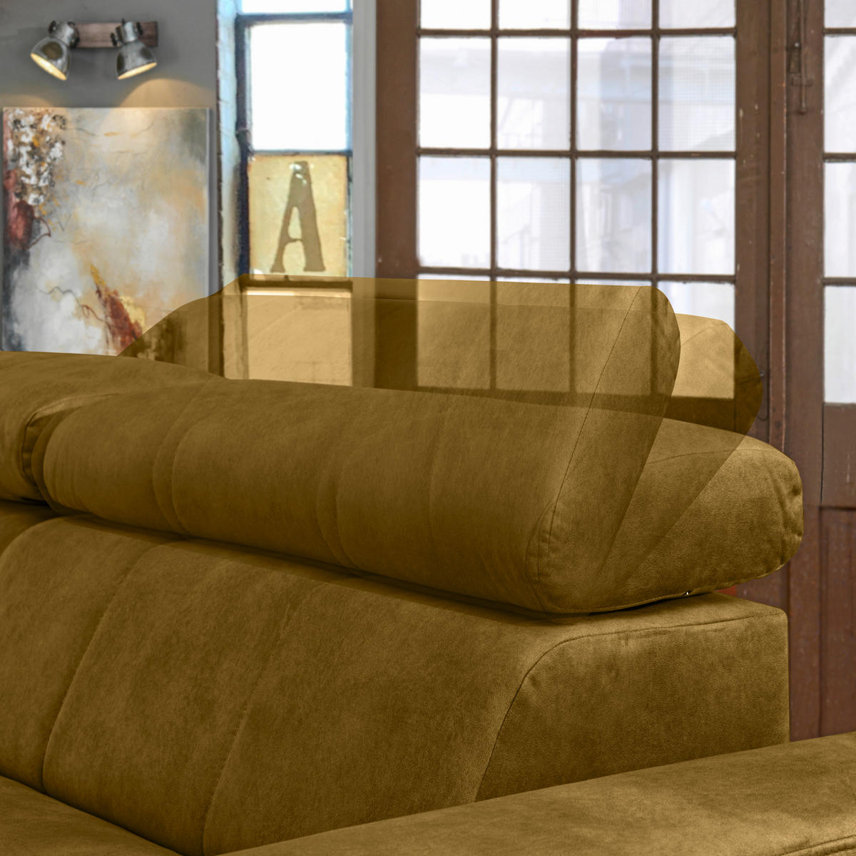 ECKSOFA in Velours Gelb, Grün  181/267 cm  - Gelb/Schwarz, Design, Textil/Metall (181/267cm) - Carryhome