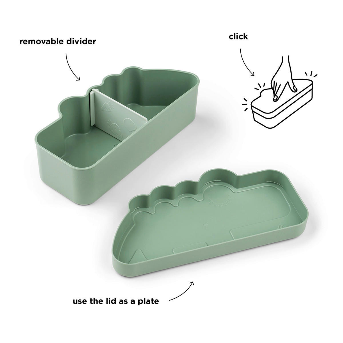 LUNCHBOX - Salbeigrün/Hellgrün, Basics, Kunststoff (10,4/21,3/6,2cm) - done by deer