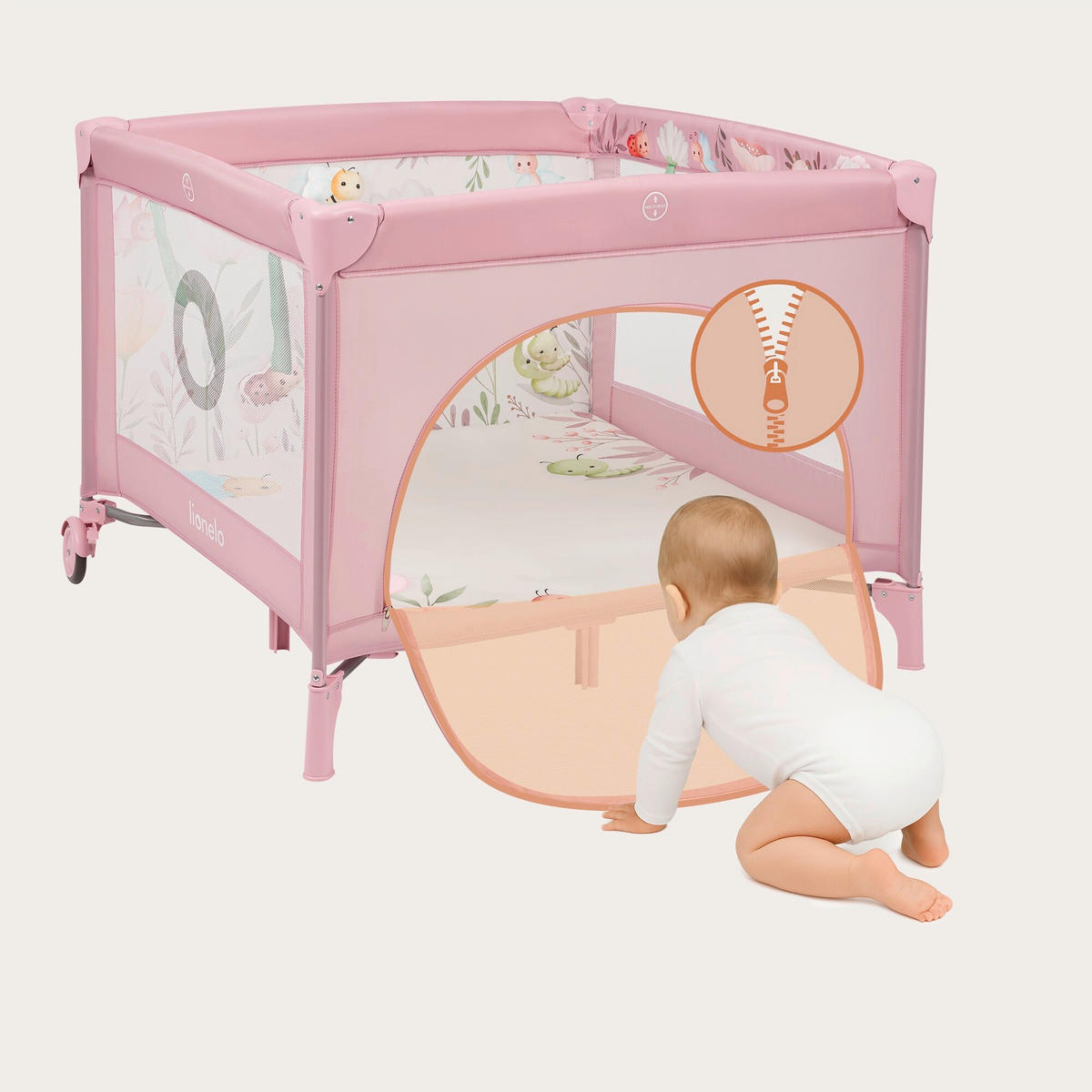 LAUFGITTER Mille Plus  100/100/77 cm  - Rosa, Basics, Textil (100/100/77cm) - Lionelo