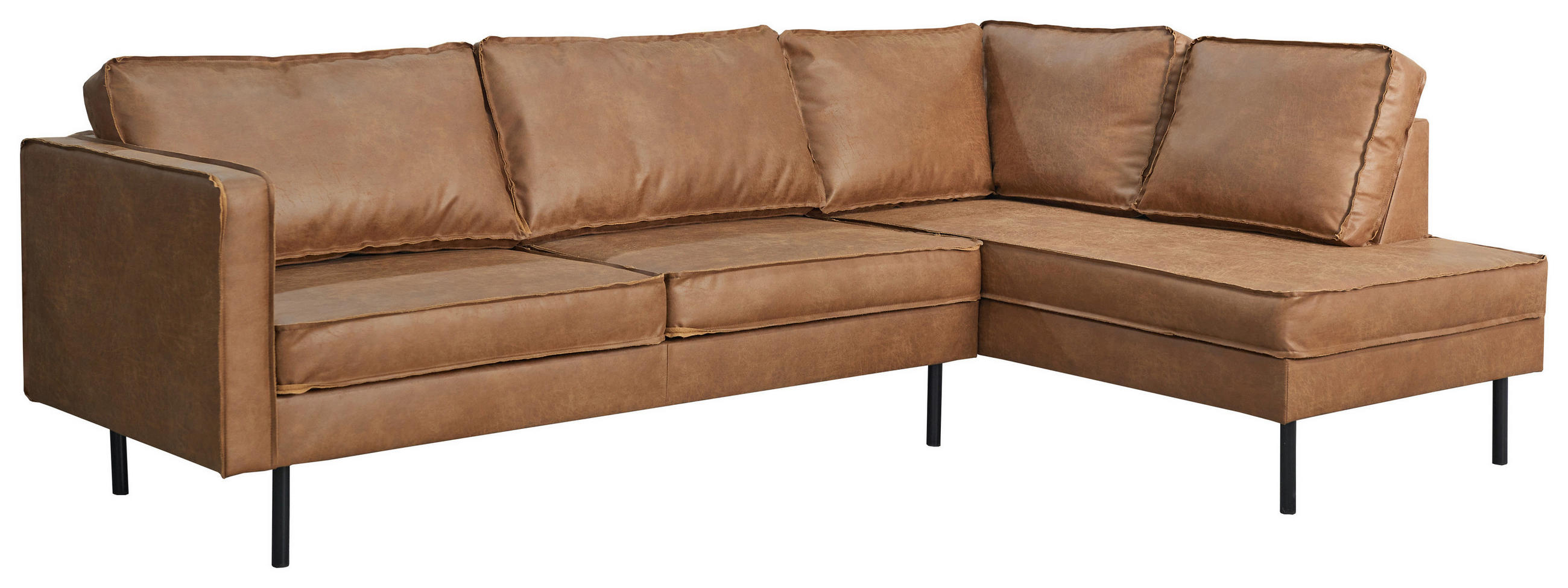 ECKSOFA Braun Lederlook  - Schwarz/Braun, Design, Leder (270/170cm) - MID.YOU