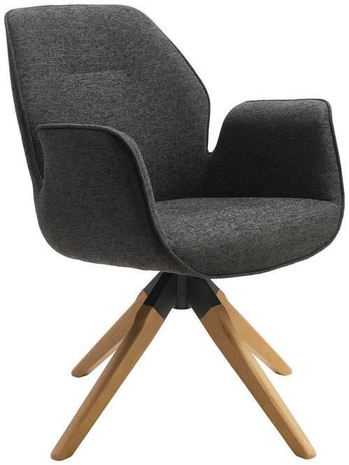 ARMLEHNSTUHL  in Webstoff  - Anthrazit/Naturfarben, MODERN, Holz/Textil (61/84/62cm) - MID.YOU