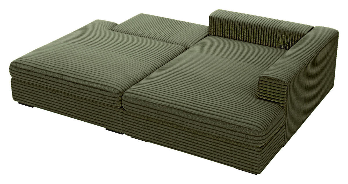 ECKSOFA  in Cord Grün  - Schwarz/Grün, Design, Kunststoff/Textil (223/158cm) - Lomoco