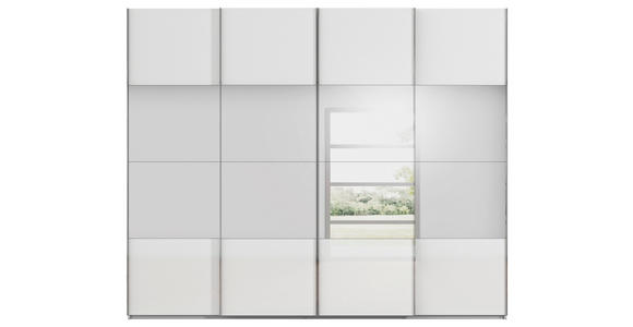 SCHWEBETÜRENSCHRANK 271/223/68 cm 4-türig Weiß, Seidengrau  - Chromfarben/Seidengrau, Design, Glas/Holzwerkstoff (271/223/68cm) - Novel