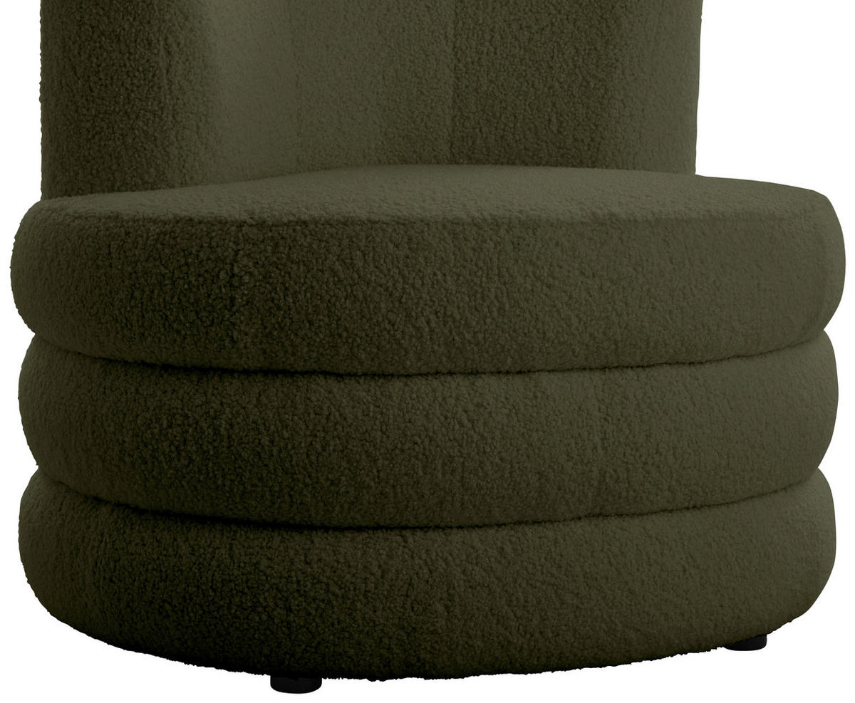 DESIGNSESSEL in Flachgewebe, Teddystoff Olivgrün  - Edelstahlfarben/Olivgrün, Trend, Textil/Metall (90/82/85cm) - Livetastic