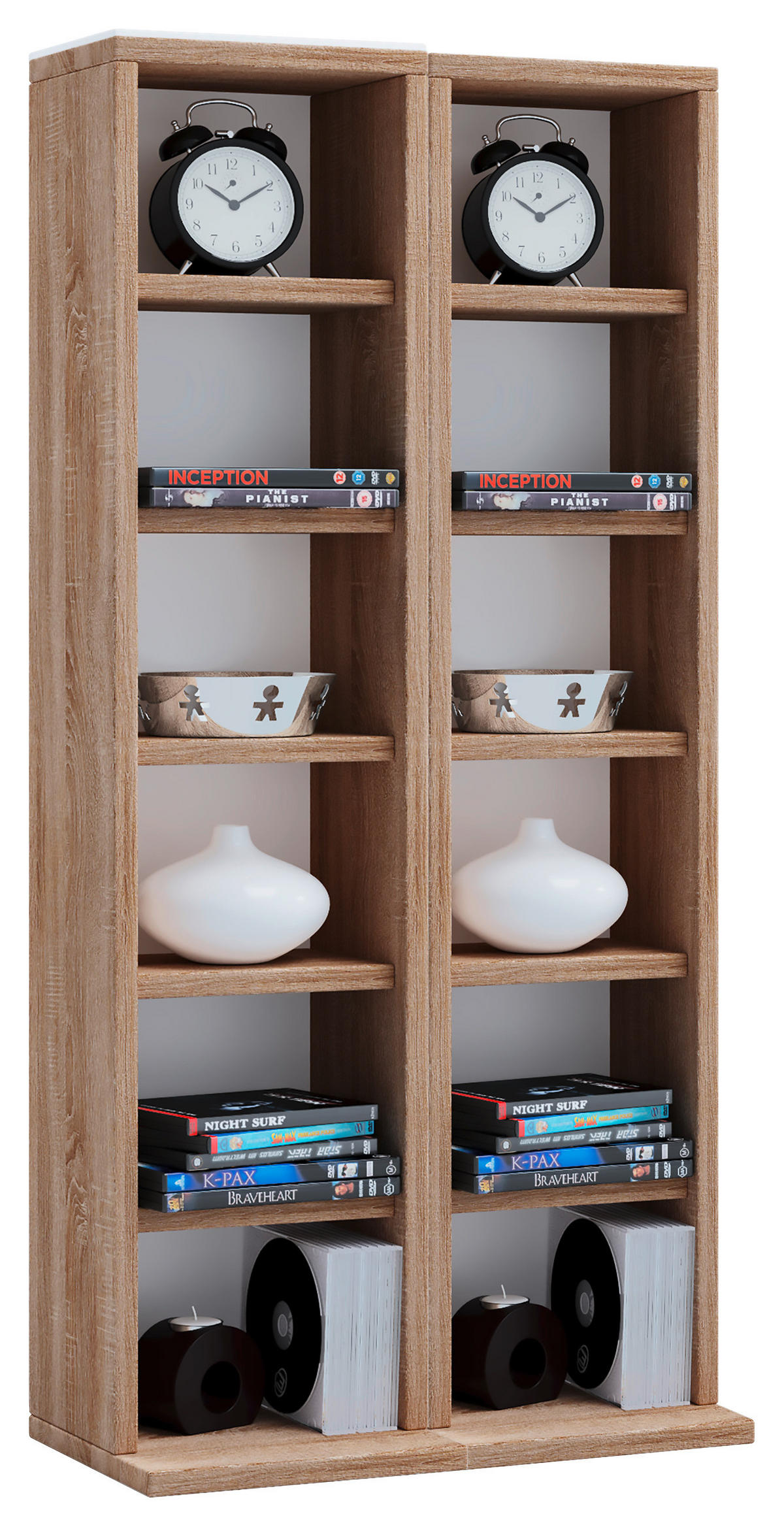 CD-Regal in Eichefarbe - Eichefarben, Konventionell, Holzwerkstoff (42/92/20cm) - MID.YOU