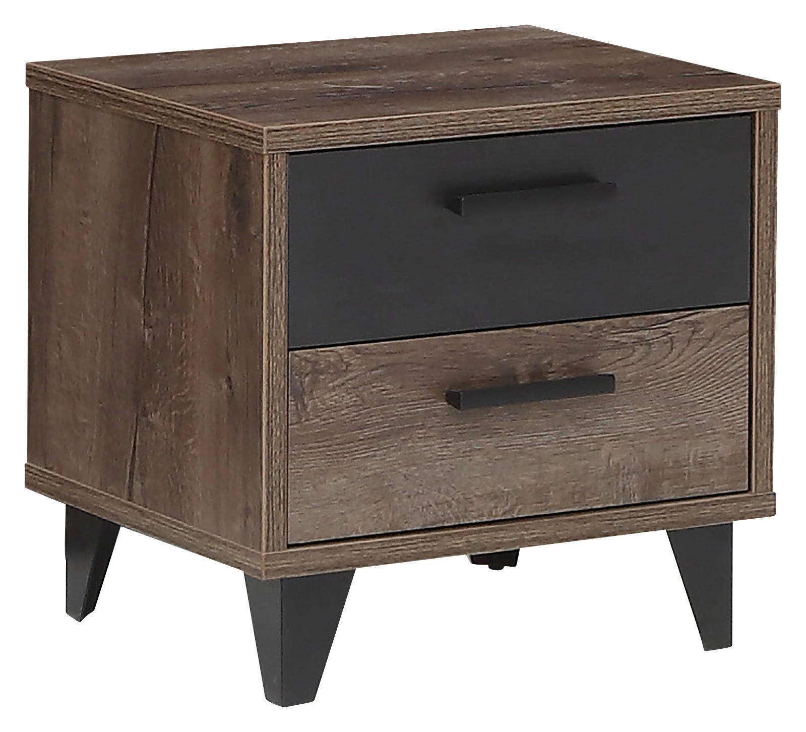 Noptieră, 49,8/48,5/41,5 cm, negru, culoare lemn stejar