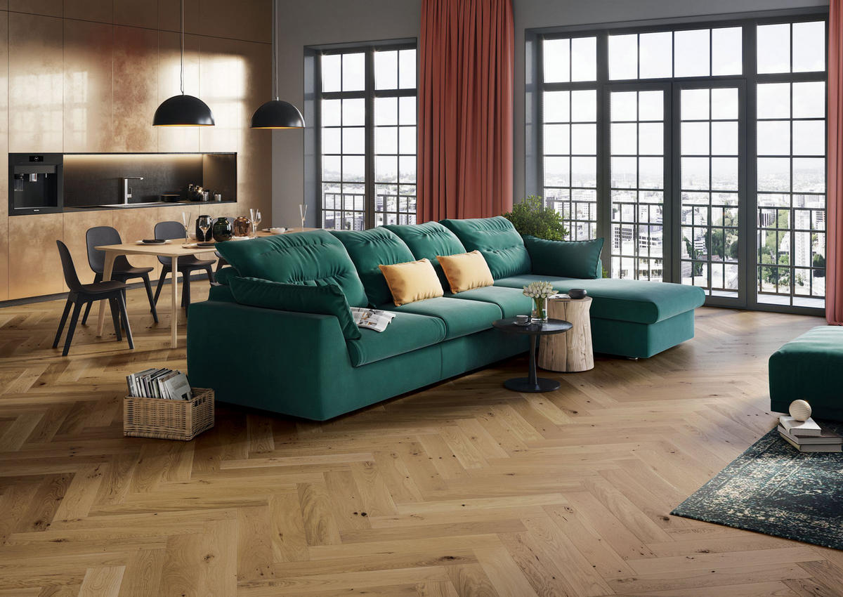 PARKETY – RYBIA KOSŤ  (m²) dub - farba duba, Design, drevo (72,5/13/1,4cm) - Ambiente