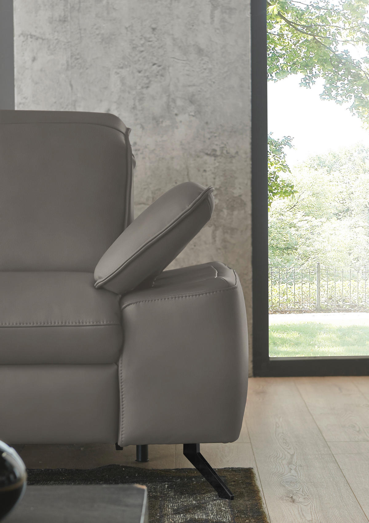 ECKSOFA  Echtleder Grau  - Schwarz/Grau, Design, Leder/Metall (169/307cm) - Beldomo Premium