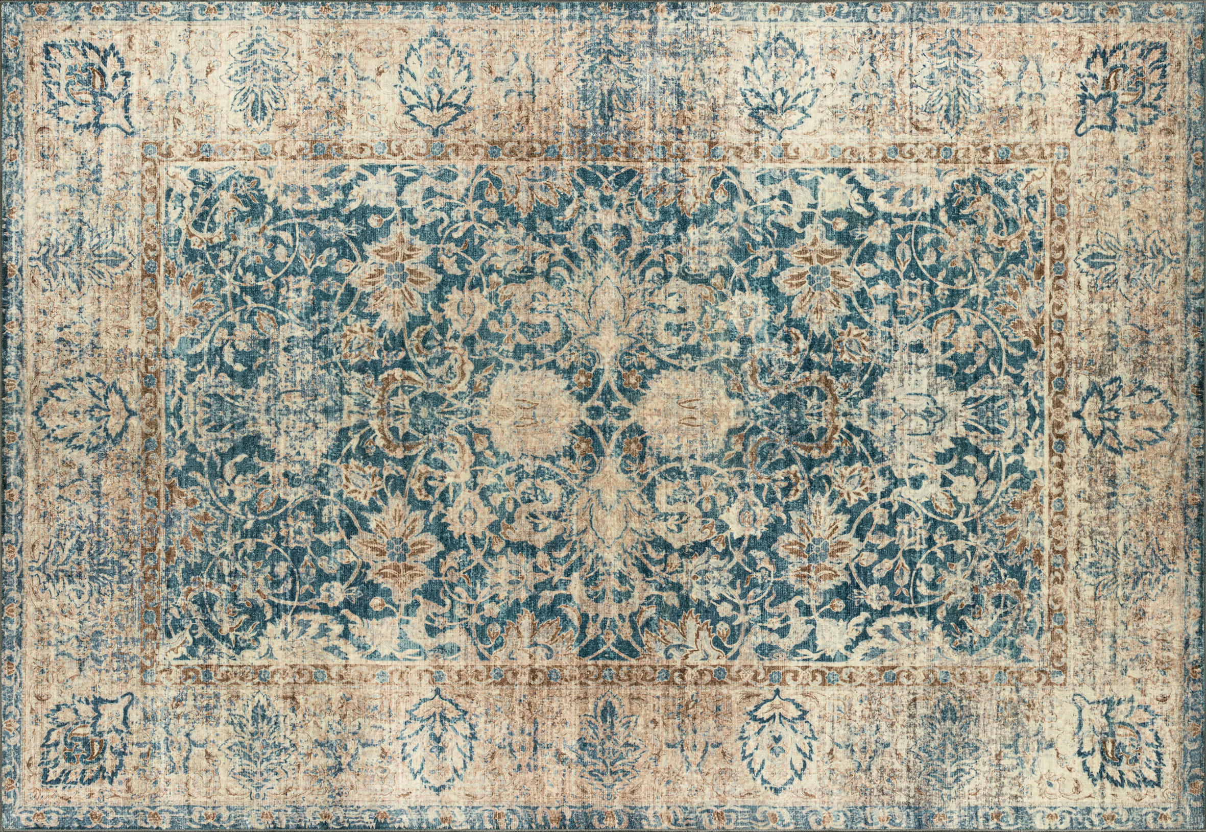 wash+dry Flachwebeteppich Aven Blau 200x290 cm