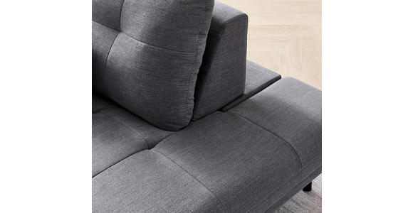 ECKSOFA in Flachgewebe, Leinenoptik Dunkelgrau  - Dunkelgrau/Schwarz, Design, Textil/Metall (247/208cm) - Xora