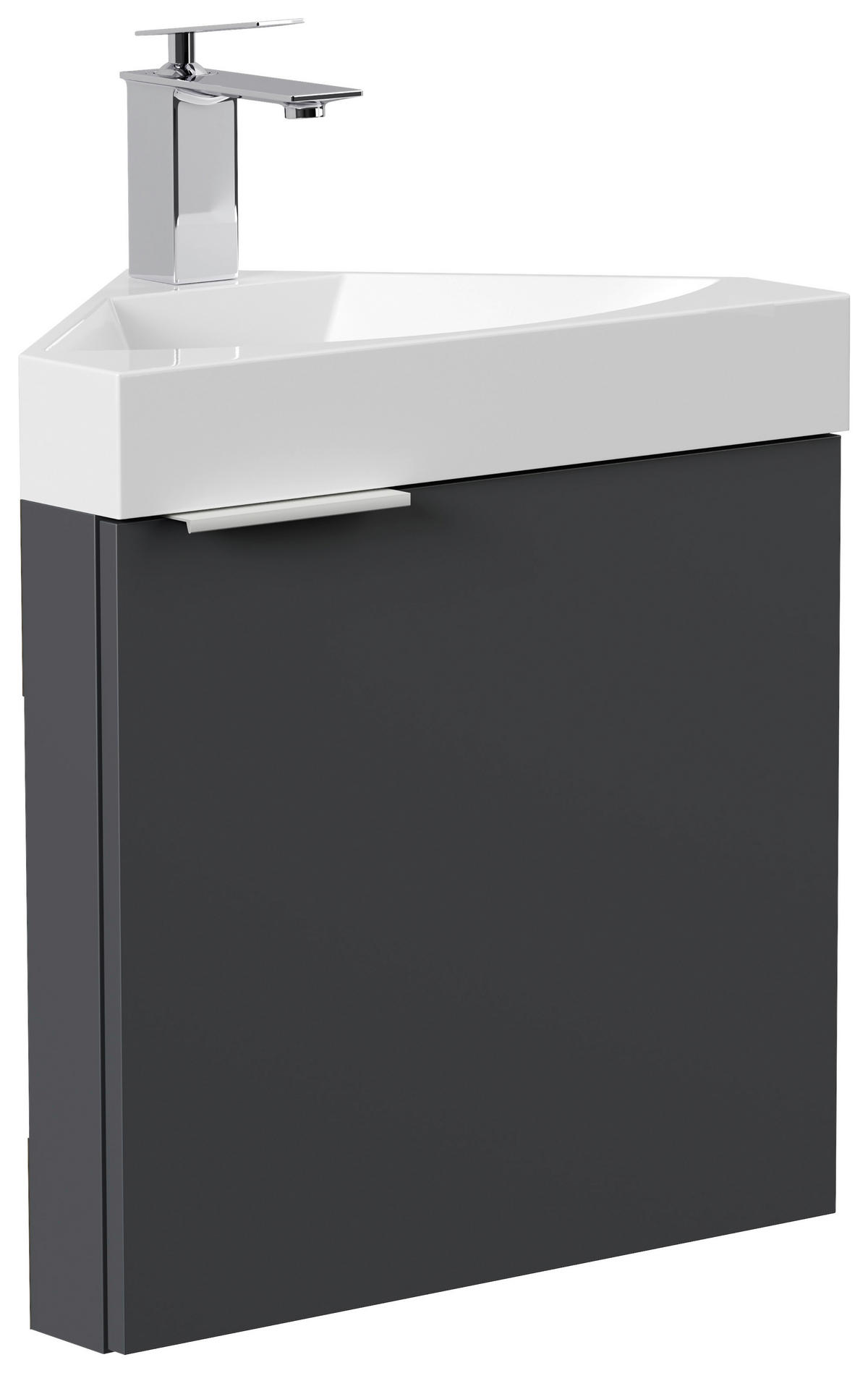 GÄSTEBAD 52,3 cm  - Graphitfarben, MODERN, Holzwerkstoff/Stein (52,3cm) - MID.YOU