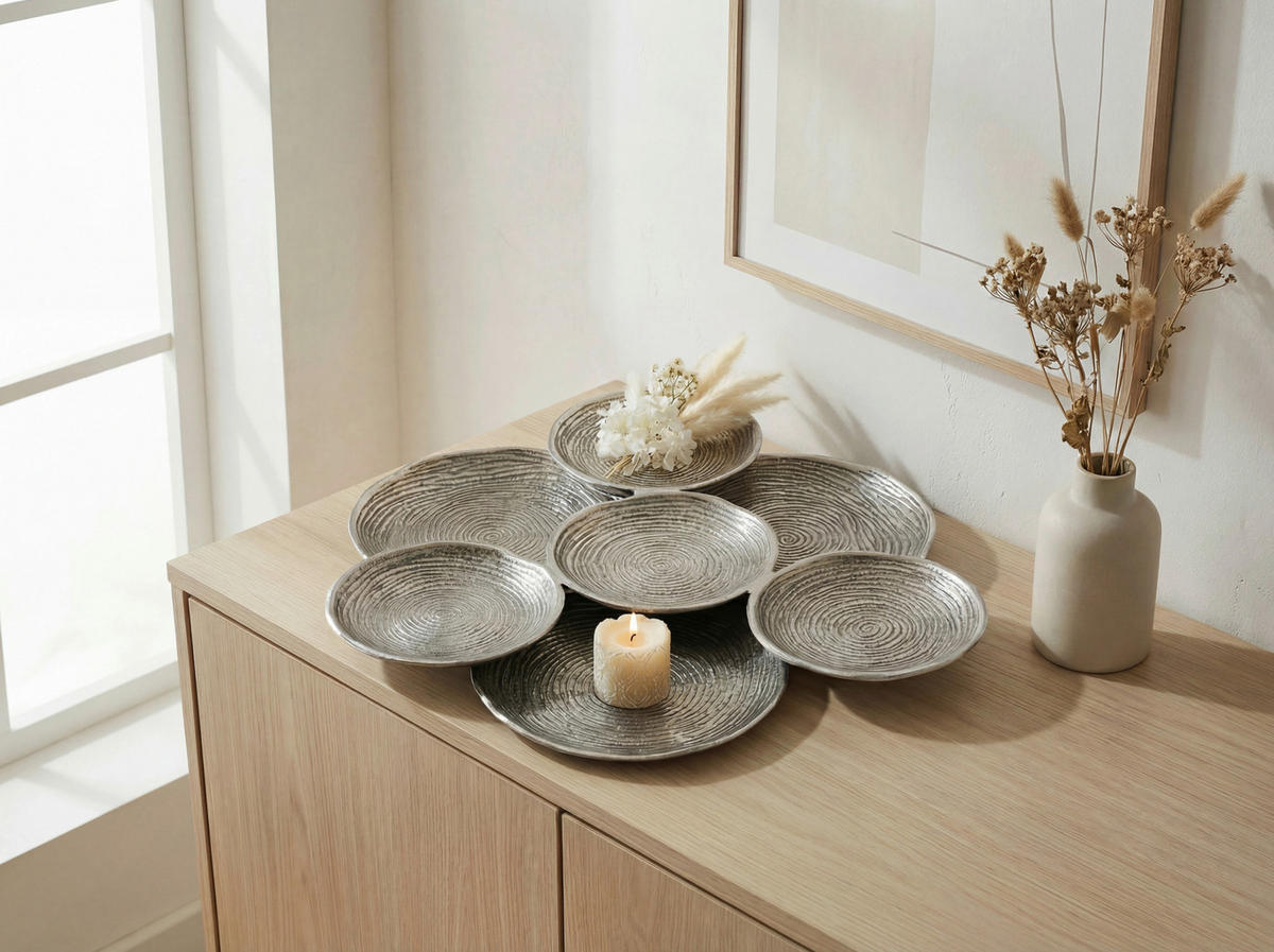 OKRASNA SKLEDA     44/44/4 cm         - srebrne barve, Design, kovina (44/44/4cm) - Livetastic