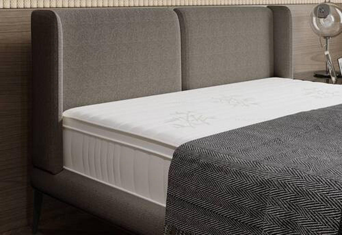 KÁRPITOZOTT ÁGY 180/200 cm  sötétszürke  - fekete/krém, Modern, textil/fém (180/200cm) - Livetastic