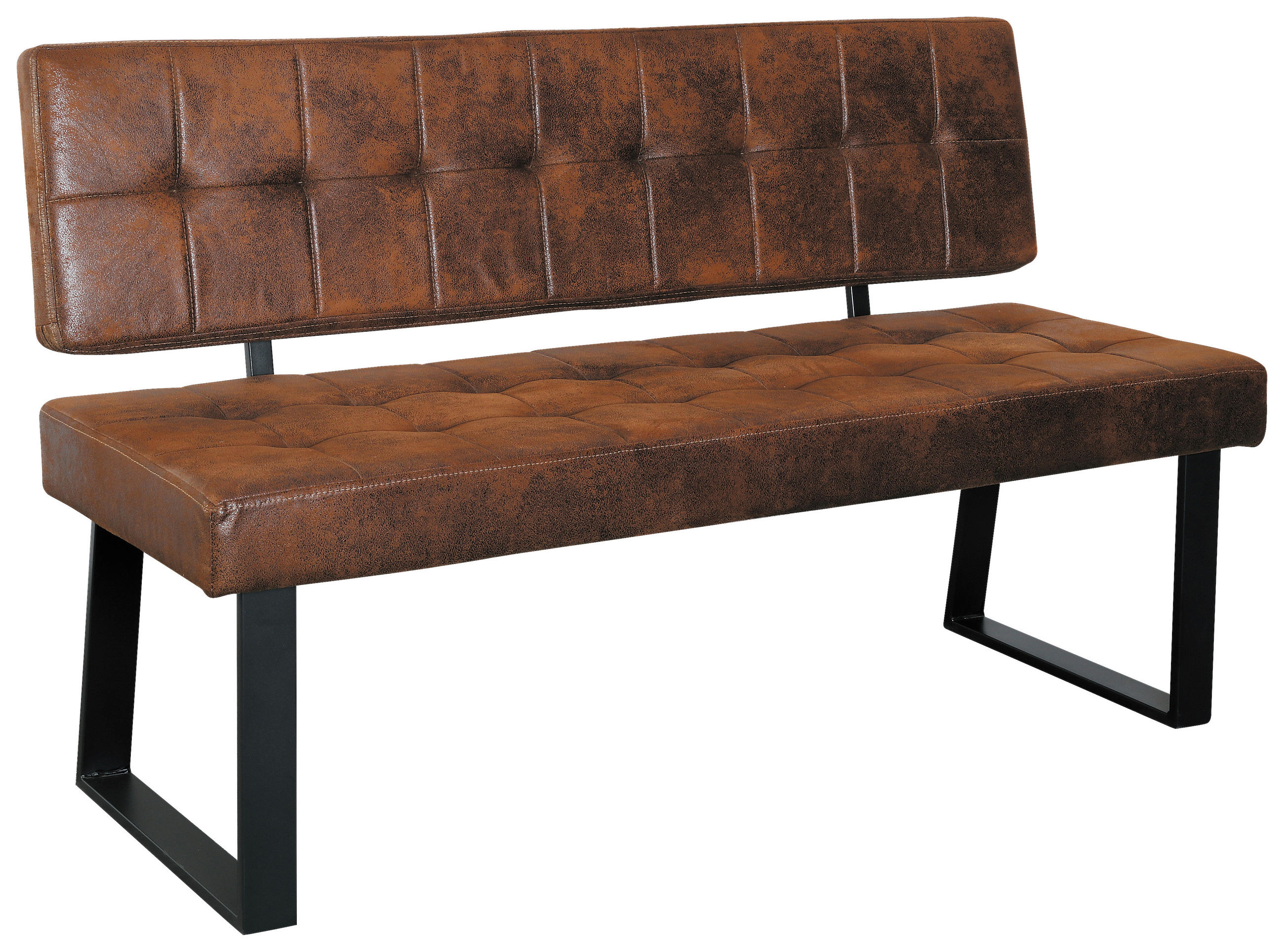 SITZBANK Metall, Textil Braun  - Schwarz/Braun, Modern, Textil/Metall (140/85/56cm) - Livetastic