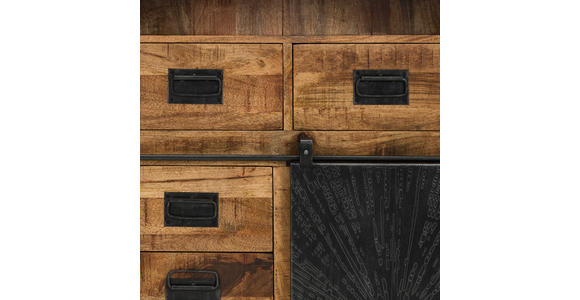 HIGHBOARD  in 90/130/40 cm  - Schwarz/Naturfarben, Design, Holz/Metall (90/130/40cm) - Ambia Home