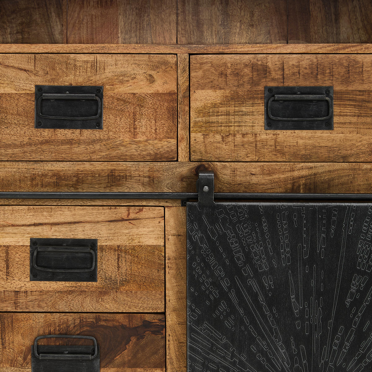 HIGHBOARD  in 90/130/40 cm  - Schwarz/Naturfarben, Design, Holz/Metall (90/130/40cm) - Ambia Home