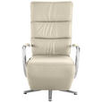 RELAXSESSEL in Leder Creme  - Chromfarben/Creme, Design, Leder/Metall (64/112/80cm) - Cantus