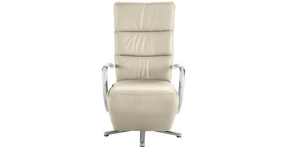 RELAXSESSEL in Leder Creme  - Chromfarben/Creme, Design, Leder/Metall (64/112/80cm) - Cantus