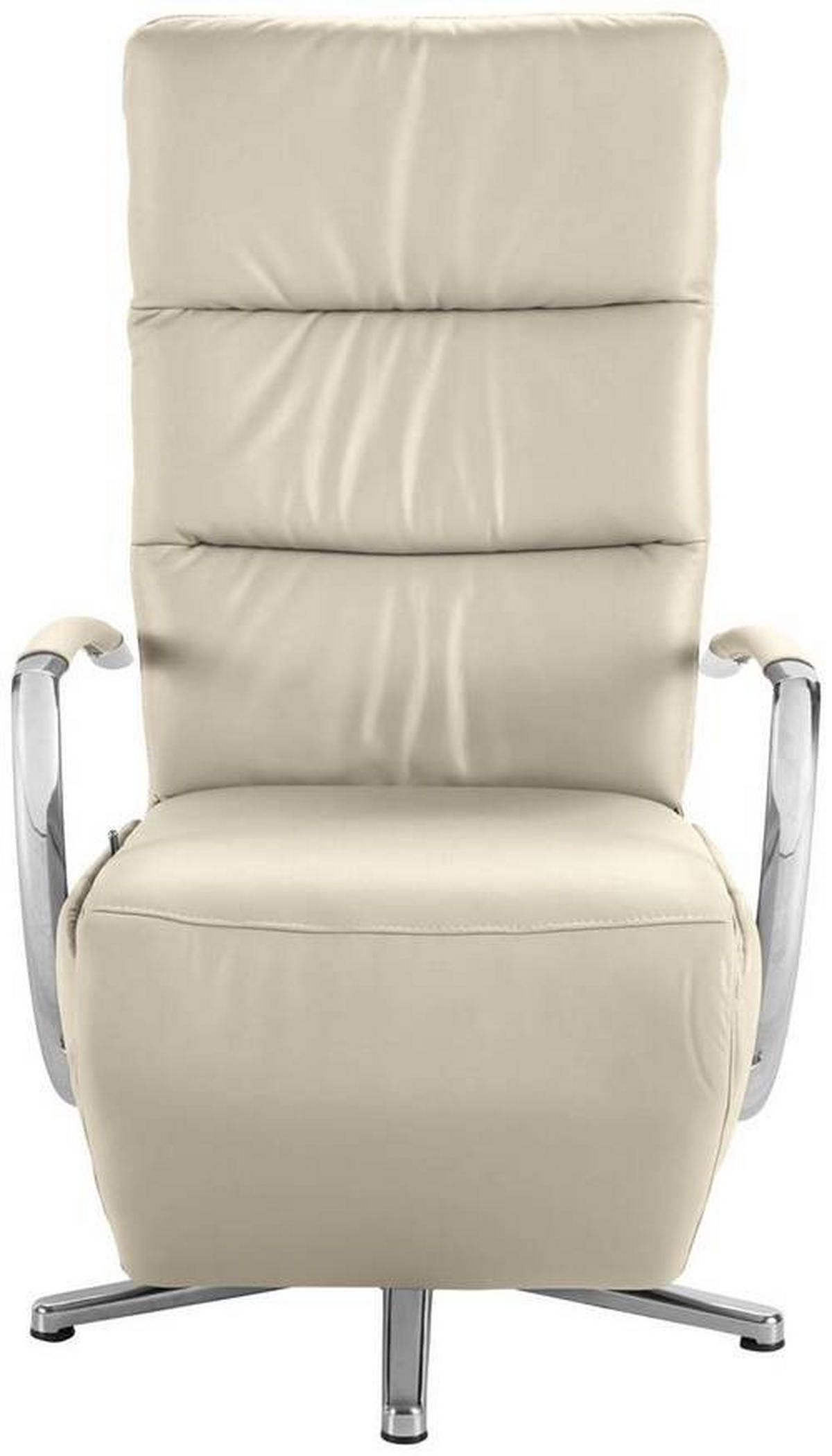 RELAXSESSEL in Leder Creme  - Chromfarben/Creme, Design, Leder/Metall (64/112/80cm) - Cantus