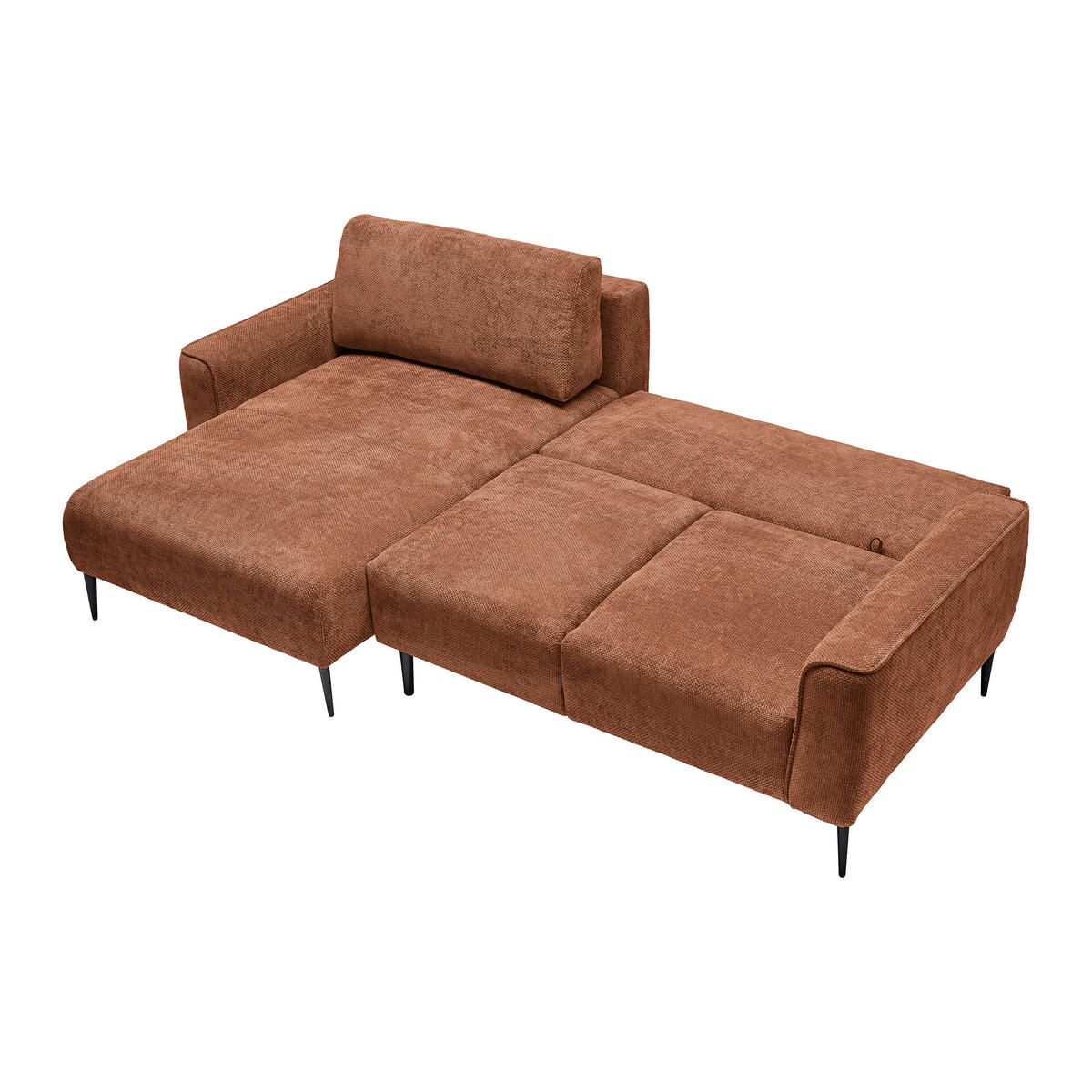 HÖRNSOFFA i vävt tyg terrakotta  - svart/terrakotta, Modern, metall/textil (164/255cm) - MID.YOU