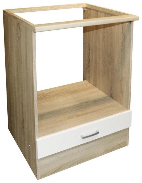 HERDUMBAUSCHRANK 60/90/60 cm  in Weiß, Sonoma Eiche  - Silberfarben/Weiß, Basics, Holzwerkstoff/Kunststoff (60/90/60cm) - MID.YOU