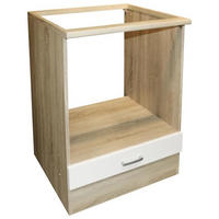 HERDUMBAUSCHRANK 60/90/60 cm  in Weiß, Sonoma Eiche  - Silberfarben/Weiß, Basics, Holzwerkstoff/Kunststoff (60/90/60cm) - MID.YOU
