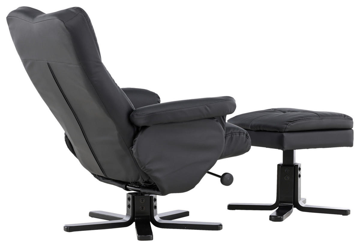 RELAXSESSELSET Lederlook (vegan)    - Schwarz, Design, Textil/Metall (78/101/90cm) - Livetastic
