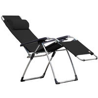 GARTEN-RELAXSESSEL  - Schwarz/Alufarben, Design, Kunststoff (118/67/82cm) - FIAM