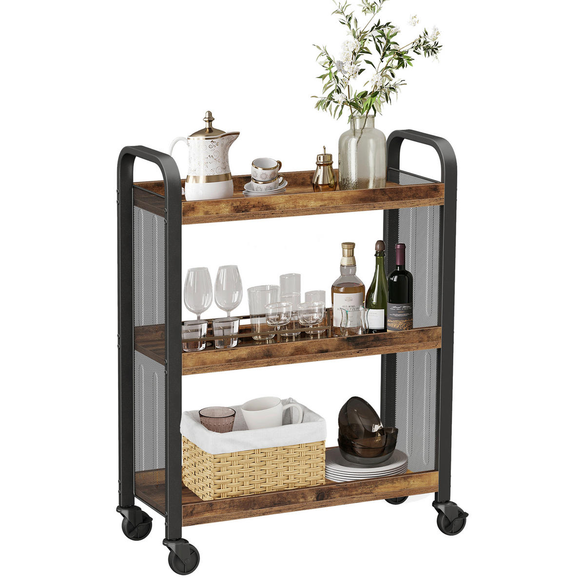 ALLZWECKWAGEN in Schichtholz Braun, Schwarz  - Schwarz/Braun, Trend, Holzwerkstoff/Metall (66/85/26cm) - Boxxx