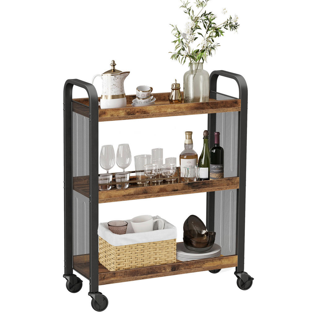 Allzweckwagen Vasagle 3 Fächer, Braun, Schwarz