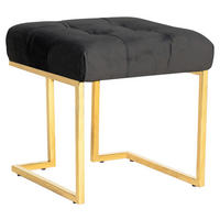 HOCKER Samt Schwarz  - Goldfarben/Schwarz, Design, Textil/Metall (48/48/48cm) - Kayoom