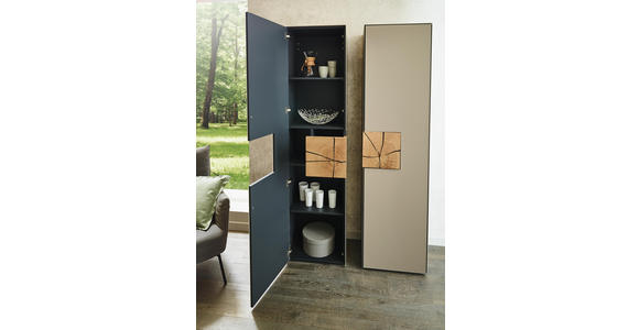 SCHRANK in mehrschichtige Massivholzplatte (Tischlerplatte), vollmassiv Kerneiche Eichefarben, Fango - Fango/Eichefarben, Natur, Glas/Holz (50/196/39cm) - Valnatura