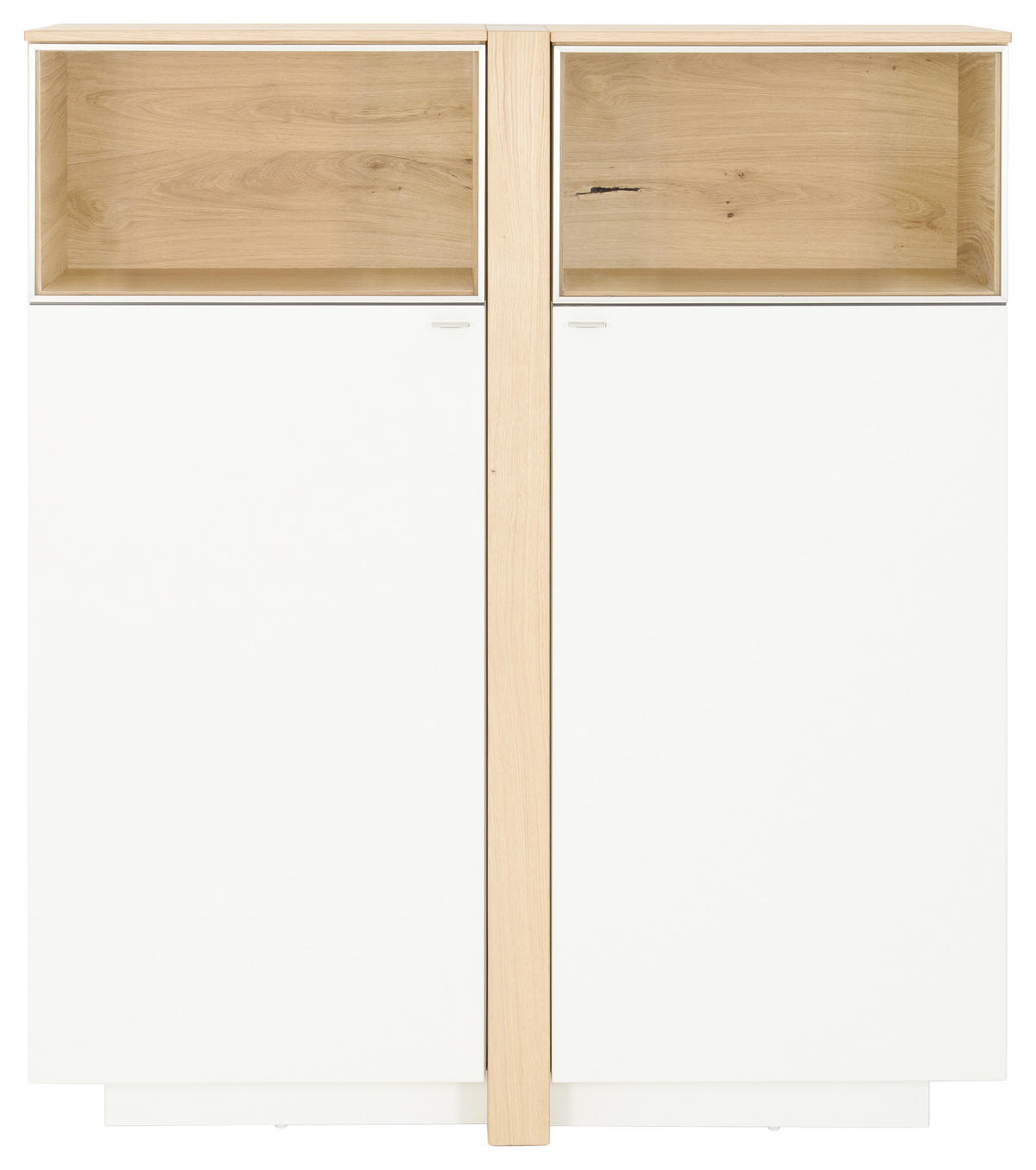 HIGHBOARD  in 128/146/43 cm  - Edelstahlfarben/Eichefarben, Design, Glas/Holz (128/146/43cm) - Venjakob