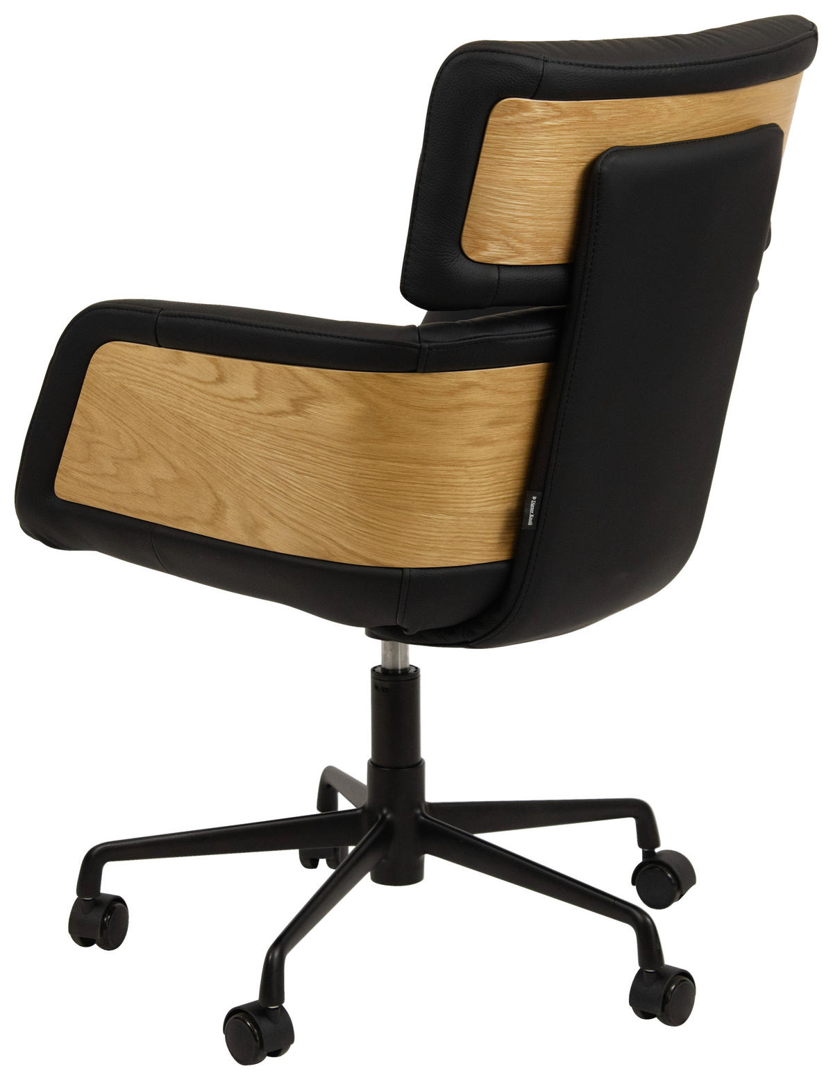 DREHSTUHL Schwarz, Eichefarben  - Eichefarben/Schwarz, Design, Leder/Holz (62/91/66cm) - Dieter Knoll