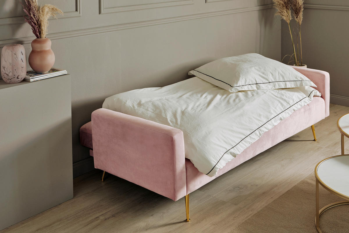 SCHLAFSOFA Rosa  - Goldfarben/Rosa, MODERN, Holz/Textil (213/84/84cm) - Livetastic