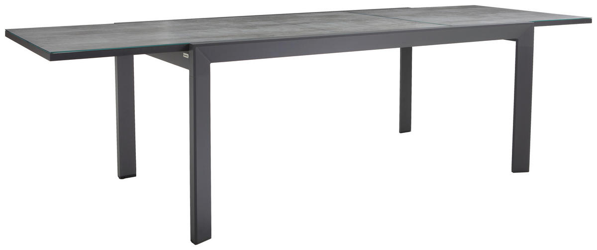 GARTENTISCH 180-280/100/75 cm Metall, Glas rechteckig  - Dunkelgrau/Anthrazit, Design, Glas/Metall (180-280/100/75cm) - Ambia Garden